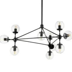 Lampa wisząca ASTRIFERO-10 transparentno  czarna 90 cm