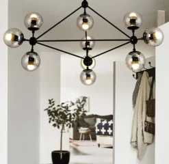 Lampa wisząca ASTRIFERO-10 transparentno  czarna 90 cm