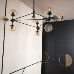 Lampa wisząca ASTRIFERO-10 transparentno  czarna 90 cm