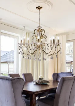 Lampa wisząca Aurora 8*40W E14  francuskie złoto