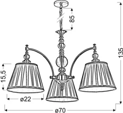 Lampa wisząca Austin 3x40W E14 patyna