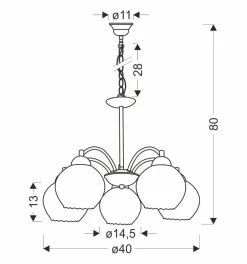 Lampa wisząca Baida satynowy 5x60W E27  klosz matowo transparentny