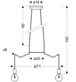 Lampa wisząca Basso 6x40W E27 biały  matowy