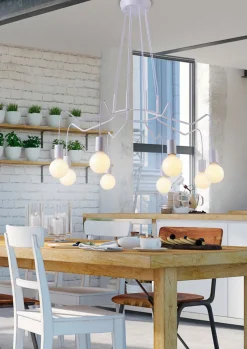 Lampa wisząca Basso 8x40W E27 biały  matowy