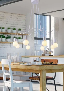 Lampa wisząca Basso 8x40W E27 biały  matowy