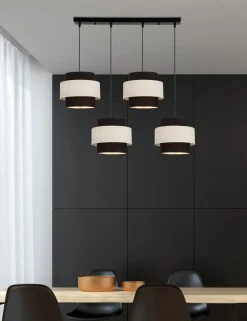 Lampa wisząca Benta czarny 4x40W E27  abażur czarny+kremowy