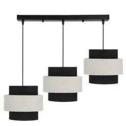 Lampa wisząca Benta czarny 3x40W E27 abażur czarny+kremowy