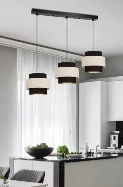 Lampa wisząca Benta czarny 3x40W E27  abażur czarny+kremowy