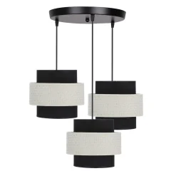 Lampa wisząca Benta czarny talerz 3x40W E27 abażur czarny+kremowy