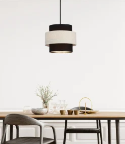 Lampa wisząca Benta czarny 1x40W E27  abażur czarny+kremowy