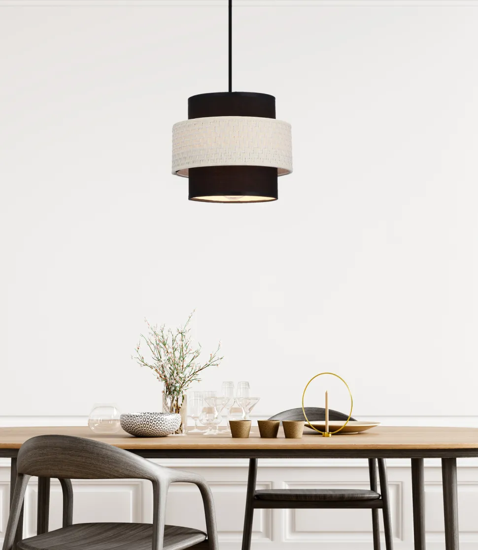 Lampa wisząca Benta czarny 1x40W E27 abażur czarny+kremowy