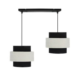 Lampa wisząca Benta czarny 2x40W E27 abażur czarny+kremowy
