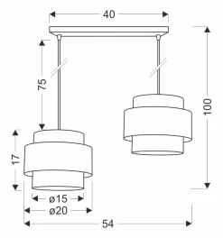 Lampa wisząca Benta czarny 2x40W E27  abażur czarny+kremowy