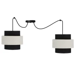 Lampa wisząca Benta p czarny 2x40W E27 abażur czarny+kremowy