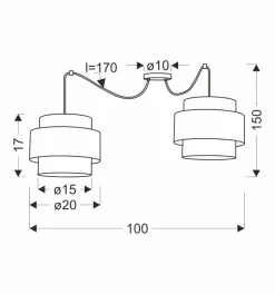Lampa wisząca Benta p czarny 2x40W E27  abażur czarny+kremowy
