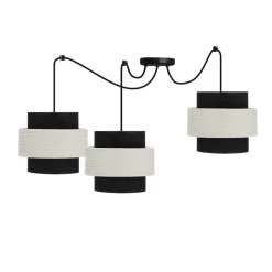 Lampa wisząca Benta p czarny 3x40W E27 abażur czarny+kremowy
