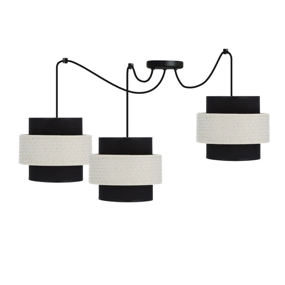 Lampa wisząca Benta p czarny 3x40W E27 abażur czarny+kremowy