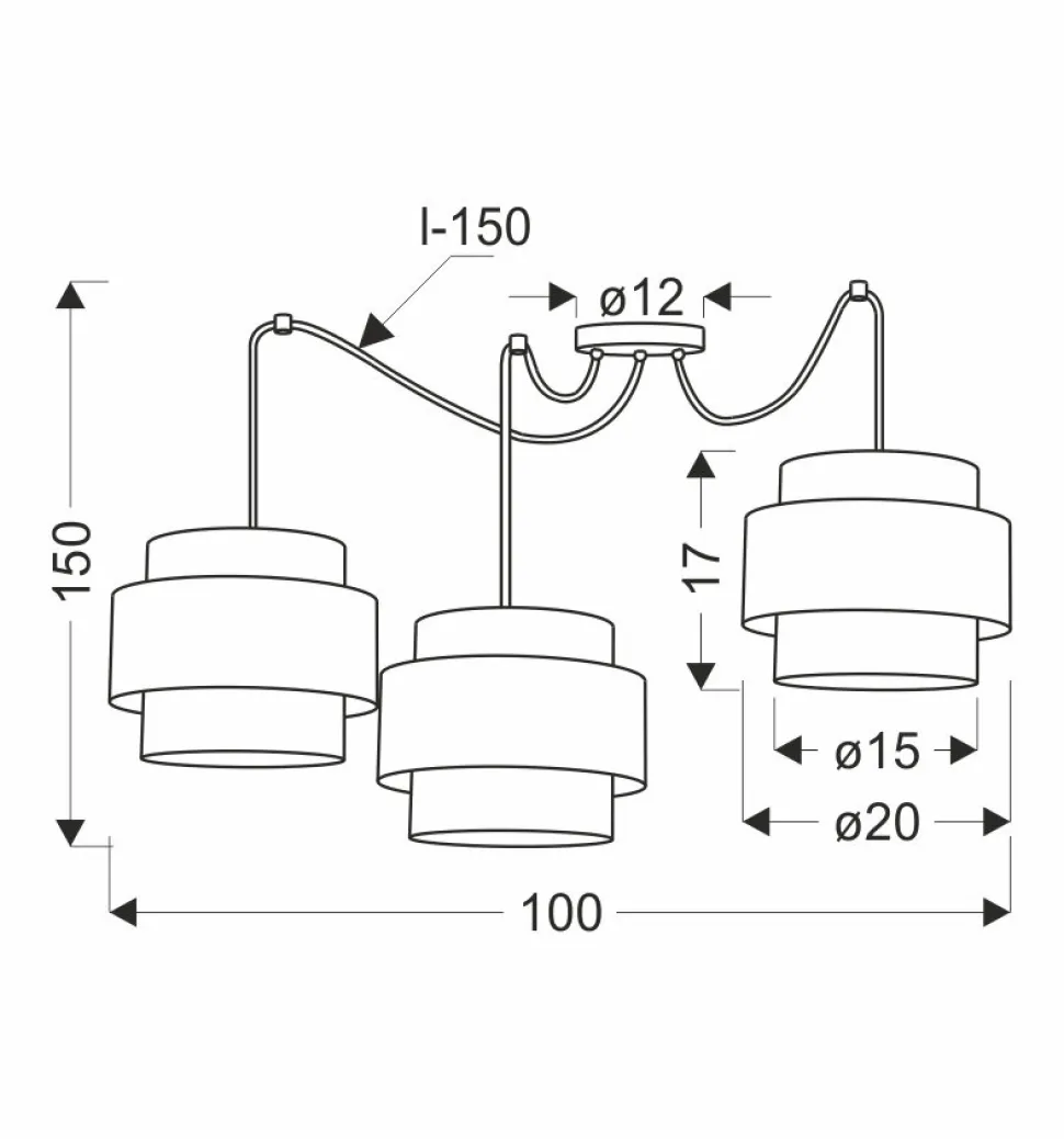 Lampa wisząca Benta p czarny 3x40W E27 abażur czarny+kremowy