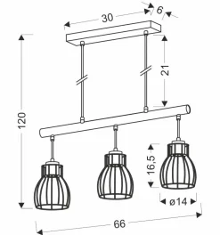 Lampa wisząca Bernita 3x60W E27 czarny