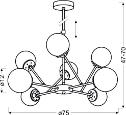 Lampa wisząca Best 8x40W E14 chrom+miedź