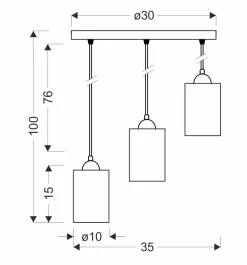 Lampa wisząca Bistro czarny talerz 3x40W E27 klosz brązowy
