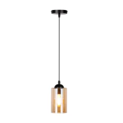 Lampa wisząca Bistro czarny 1x40W E27  klosz brązowy