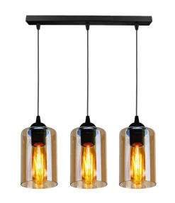 Lampa wisząca Bistro czarny 3x40W E27 klosz brązowy