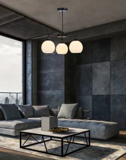 Lampa wisząca Caldera czarny 3x60W E27  klosz biały