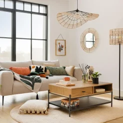 Lampa wisząca Caly 75cm czarna/naturalna