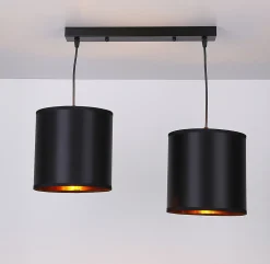 Lampa wisząca Candida czarny 2x40W E27  abażur czarny
