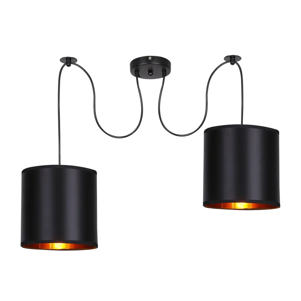 Lampa wisząca Candida p czarny 2x40W E27 abażur czarny