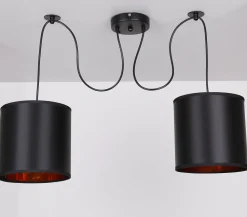Lampa wisząca Candida p czarny 2x40W E27 abażur czarny