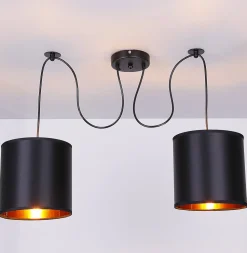 Lampa wisząca Candida p czarny 2x40W E27 abażur czarny