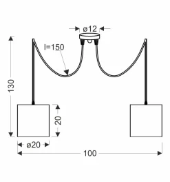 Lampa wisząca Candida p czarny 2x40W E27 abażur czarny
