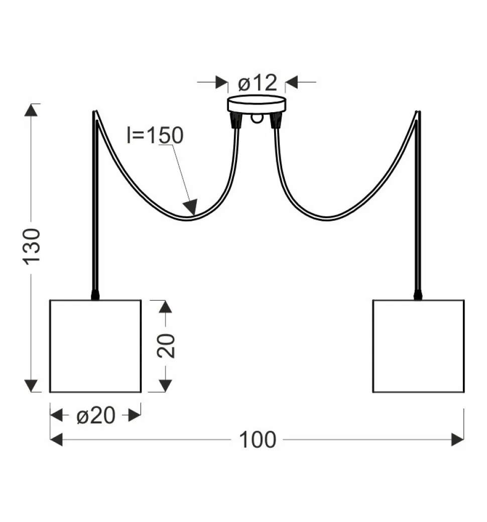 Lampa wisząca Candida p czarny 2x40W E27 abażur czarny