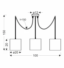 Lampa wisząca Candida p czarny 3x40W E27  abażur czarny