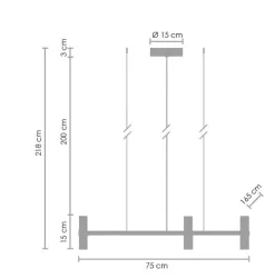 Lampa wisząca CANDLES-10 czarna 165 cm