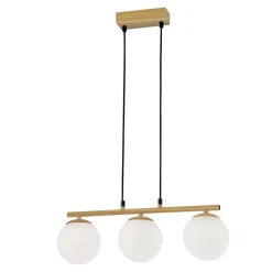 Lampa wisząca Carrine drewniany 3x40W E14 klosz biały