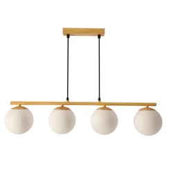 Lampa wisząca Carrine drewniany 4x40W E14 klosz biały