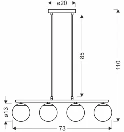 Lampa wisząca Carrine drewniany 4x40W  E14 klosz biały