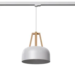 Lampa wisząca CASCO biała/naturalne  drewno E27