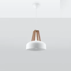Lampa wisząca CASCO biała/naturalne drew
