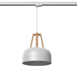 Lampa wisząca CASCO biała/naturalne  drewno E27 4000K 7,5W 690lm