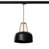 Lampa wisząca CASCO czarna/naturalne  drewno E27