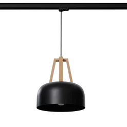 Lampa wisząca CASCO czarna/naturalne  drewno E27 4000K 7,5W 690lm