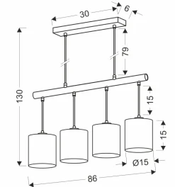 Lampa wisząca Combi czarny 4x60W E27  abażur beżowy