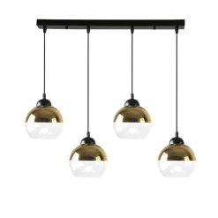 Lampa wisząca Contessa czarny 4x40 E27  klosz złoty