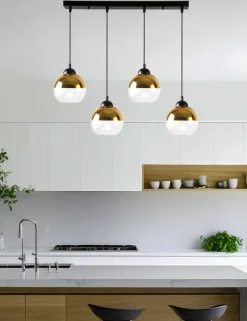 Lampa wisząca Contessa czarny 4x40 E27  klosz złoty