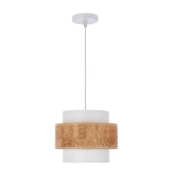 Lampa wisząca Cork biały 1x40W E27  abażur biały+beżowy