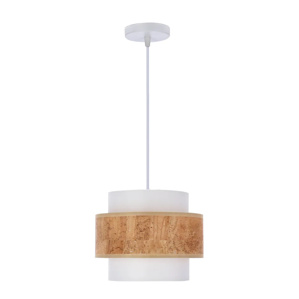 Lampa wisząca Cork biały 1x40W E27  abażur biały+beżowy
